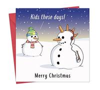 Twizler Funny Christmas card with Rebel Teenage Snowman - Merry Christmas Card - Happy Christmas Card - Humour Xmas Card - Womens Christmas Card Female - Mens Christmas Card Male
