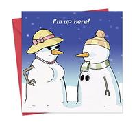 Twizler Funny Christmas Card with Snowmen & Boobs - Merry Christmas Card Funny - Womens Xmas for Her Female - Mens Xmas for Him Male