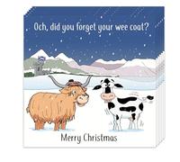 Twizler Funny Christmas Cards Pack of 12 - Scottish Highland Cow Design - 12 Pack of Scotland Merry Christmas Cards - Funny Xmas Cards Multipack