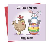 Twizler Funny Easter Card with Cross Hen - Happy Easter Card for Him Her Husband Wife Son Daughter Grandson Granddaughter