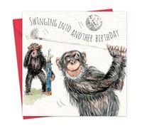 Twizler Funny Golf Birthday Card - Chimpanzees - Mens Golf Happy Birthday Card for Him - Male Humour for Dad Grandad Son Husband Boyfriend