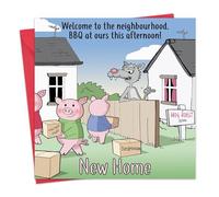 Twizler Funny New Home Card Funny Three Little Pigs & Wolf - Funny New House Card