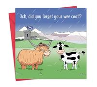 Twizler Funny Scottish Highland Cow Card - Funny Scotland Birthday Card for Men & Women - Blank Inside - Humour Anniversary - Retirement for Him Her