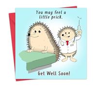 Twizler Get Well Soon Card Funny Hedgehog Doctor - Funny Get Well Card