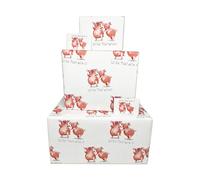 Twizler Happy Birthday Wrapping Paper & Matching Card for Women or Men - Party Pigs - 6 Sheets & 6 Tags & Matching Card - 70cm x 50cm Folded Sheets - Funny Gift Wrap