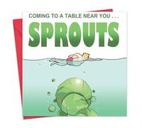 Twizler Merry Christmas Card with Scary Sprouts - Happy Christmas Card - Xmas Card - Funny Christmas Card - Womens Christmas Card for Her Female - Mens Christmas Card for Him Male