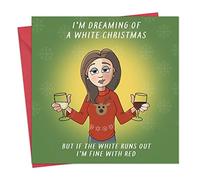 Twizler Merry Christmas Card with Wine - Happy Christmas Card - Xmas Card - Funny Christmas Card - Funny Womens Christmas Card - Funny Female Christmas Card for Her - Mum Funny Card