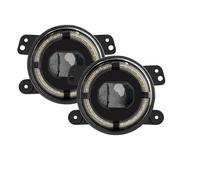 TWMEU For Wrangler JK TJ LJ 60W 4 Inch LED Fog Lights With White Halo Ring DRL Amber Turn Signal Lamp Driving Lamp Fog Light(Black)