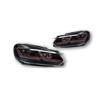 TWMEU Front Lamp Assembly For VW For Golf 6 MK6 For Jetta R20 2009-2012 Black Samurai Style LED Headlight Head Lamp DRL Signal Projector Car Styling Headlights(G*ti All LED Red)