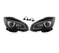 TWMEU Headlight Assembly For Benz C Class S204 W204 2007-2011 Car Lights Headlight Assembly Pair Front Headlights GT Style Headlamp Smoked Head Lamp Assy