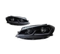 TWMEU Headlight Assembly For VW For Golf 7.5 MK7.5 2018-2020 Headlights Styling LED Daytime Lights Dual Projector DRL Car Accesorios Facelift Head Lamp Assy(Black 2pcs,LHD)