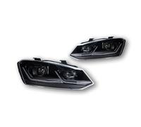 TWMEU Headlight Assembly For VW For Polo 2011-2018 Head Lamp LED Headlight Headlights DRL Turn Signal good Beam Angel Eye Projector Lens Head Lamp Assy(Black)