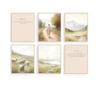 TWNSLLA Christian Wall Art Bible Verses Religious Decor - Jesus Scripture Painting Quotes Print for Home Bedroom - Unframed, 6pcs