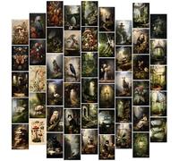 TWNSLLA Dark Cottagecore Decor,Cottagecore Wall Decor Dark Academia Aesthetic Pictures,Moody Forest Mushroom Wall Art,Grunge Wall Collage Kit,Vintage Nature Posters Animal Pictures for Bedroom