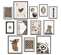 TWNSLLA Trendy Leopard Wall Art,Cheetah Print Room Decor Aesthetic Pictures,Chic Luxury Fashion Y2K Posters for Bedroom,Funky Preppy Leopard Bow Wall Decor for Home Apartment Dorm,Unframed
