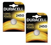 Two (2) X Duracell CR2450 Lithium Coin Cell Battery 3v Blister Packed