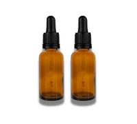 Two 20ml Amber Brown Glass Bottles with Dropper Pipettes