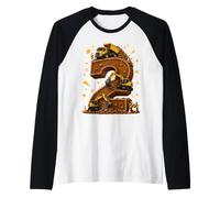 Two 2nd Birthday Construction Truck 2 Year Old Boys Gifts Raglan Baseball Tee