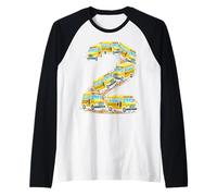 Two 2nd Birthday School Bus Back to School 2 Year Old Kids Raglan Baseball Tee