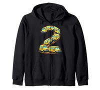 Two 2nd Birthday School Bus Back to School 2 Year Old Kids Zip Hoodie