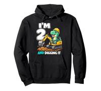 Two 2yr 2nd Birthday Dinosaur Excavator 2 Year Old Boy Pullover Hoodie