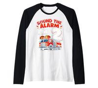 Two 2yr 2nd Birthday Fire Truck Firefighter 2 Year Old Boy Raglan Baseball Tee