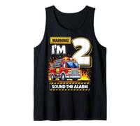 Two 2yr 2nd Birthday Fire Truck Firefighter 2 Year Old Boy Tank Top