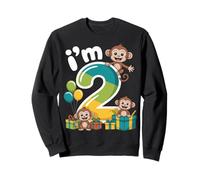 Two 2yr 2nd Birthday Monkey Party Jungle 2 Year Old Boys Sweatshirt