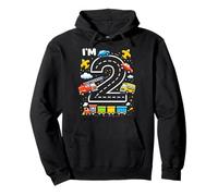 Two 2yr 2nd Birthday Vehicles Cars Planes Fire Truck Boys Pullover Hoodie