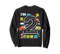 Two 2yr 2nd Birthday Vehicles Cars Planes Fire Truck Boys Sweatshirt