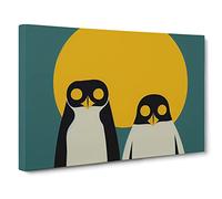 Two Abstract Penguins Canvas Wall Art Print Ready to Hang, Framed Picture for Living Room Bedroom Home Office Décor, 30x20 Inch (76x50 cm)