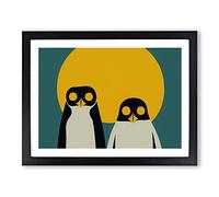 Two Abstract Penguins Framed Print | A3 Black Framed Wall Art | Ready to Hang | Abstract Fantasy Picture | Living Room Bedroom Lounge Office