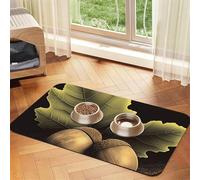 Two Acorns Pet Feeding Mat Absorbent Pu Leather Dog Cat Food Mats Contain Spills Protects Floors, Anti-Slip Rubber Backing Dog Bowl Mats Easy Clean Pet Placemats 30x45cm