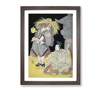Two Actors By Katsukawa Shunko Asian Japanese Framed Wall Art Print, Ready to Hang Picture for Living Room Bedroom Home Office Décor, Walnut A3 (34 x 46 cm)