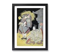 Two Actors By Katsukawa Shunko Asian Japanese Framed Wall Art Print, Ready to Hang Picture for Living Room Bedroom Home Office Décor, Black A2 (64 x 46 cm)