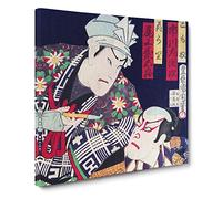 Two Actors by Toyohara Kunichika Canvas Print | Gallery Wrapped 30mm Frame Wall Art | 20x20 inches | Ready to Hang | Asian Picture | Living Room Bedroom Lounge Office