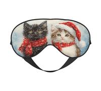 Two Adorable Cats in A Snowy Winter Sleep Mask Eye Mask with Adjustable Strap, Eye Sleep Shade Cover Blocks Light for Women Men Airplane Travel Nap Meditation