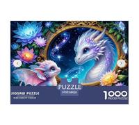 Two Adorable Dragons Jigsaw Puzzles for Adults Kids Interesting Puzzles 1000 Piece Impossible Puzzle Home Decoration Gifts 38x26cm/1000pcs