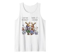 Two Adorable Moose Sharing Tea: I Like Your Personality Tank Top