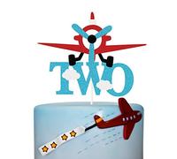 Two Airplane Cake Topper, Glitter Time Flies Second Birthday, Adventure Awaits, Airplane Two Year Old Birthday Party Decorations