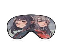 Two Anime Women Sleep Mask Light Block-Out Eye Mask for Side Sleeper Pressure-Free Soft Night Blindfold with Adjustable Strap Breathable Sleep Eye Cover for Travel