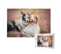 Two Australian Shepherd Border Collie,1000 Pieces Wooden Jigsaw Family Game Jigsaw Puzzles for Adults Teens Home Decor