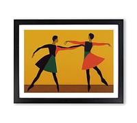 Two Ballerina Dancers H1022 Framed Print for Living Room Bedroom Home Office Décor, Wall Art Picture Ready to Hang, Black A4 Frame (34 x 25 cm)