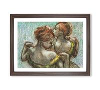 Two Ballet Ballerina Dancers By Edgar Degas Classic Painting Framed Print | A3 Walnut Framed Wall Art | Ready to Hang | Classic Historical Picture | Living Room Bedroom Lounge Office