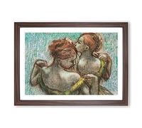 Two Ballet Ballerina Dancers by Edgar Degas Framed Print | A2 Walnut Framed Wall Art | Ready to Hang | Modern Nature Picture | Living Room Bedroom Lounge Office