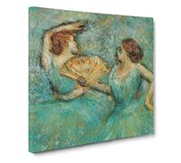 Two Ballet Ballerina Dancers in Green by Edgar Degas Canvas Print | Gallery Wrapped 30mm Frame Wall Art | 20x20 inches | Ready to Hang | Modern Picture | Living Room Bedroom Lounge Office