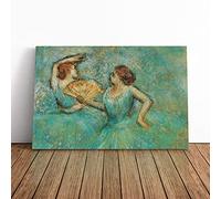 Two Ballet Ballerina Dancers In Green By Edgar Degas | Canvas Wall Art Print | Framed & Ready to Hang Picture | Modern Home Decor for Living Room, Bedroom, Kitchen or Office | 24x16 Inches