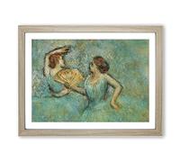 Two Ballet Ballerina Dancers In Green By Edgar Degas Classic Painting Framed Print | A3 Oak Framed Wall Art | Ready to Hang | Classic Historical Picture | Living Room Bedroom Lounge Office