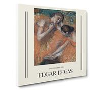 Two Ballet Ballerina Dancers In Orange By Edgar Degas Canvas Print | Gallery Wrapped 30mm Frame Wall Art | 20x20 inches | Ready to Hang | Impressionist Still Life Picture | Living Room Lounge Office