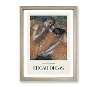 Two Ballet Ballerina Dancers In Orange By Edgar Degas Exhibition Museum Painting Framed Wall Art Print, Ready to Hang Picture for Living Room Bedroom Home Office Décor, Oak A2 (64 x 46 cm)